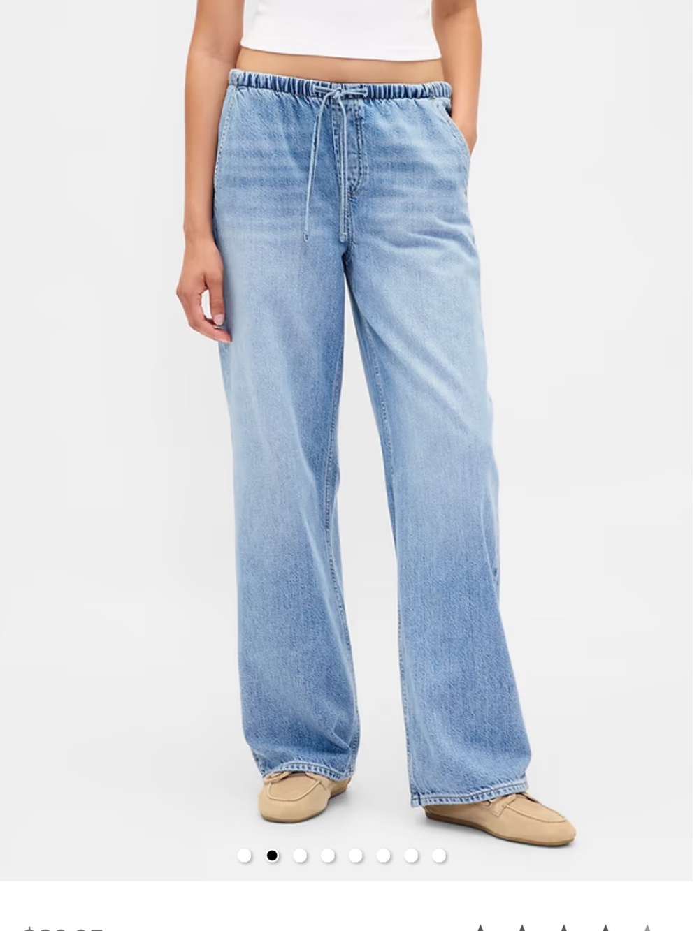 GAP Light Blue Wide-Leg Drawstring Jeans